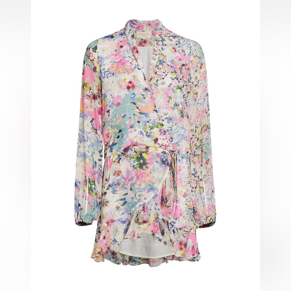 Rococo Sand Floral Print Wrap Mini Dress